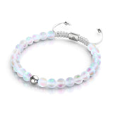 Regenbogenweiß | Silber | Meerjungfrau Glas Makramee Perlen Armband