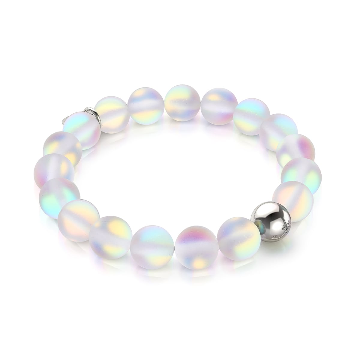 Regenbogenweiß | Silber | Meerjungfrau Glas Statement Armband