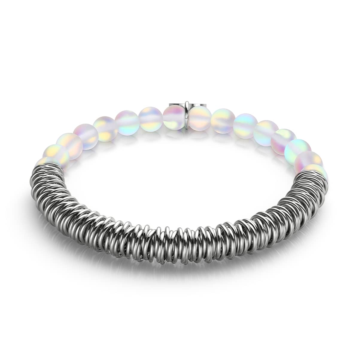 Regenbogenweiß | Silber | Meerjungfrauenglas x Links of Love Armband