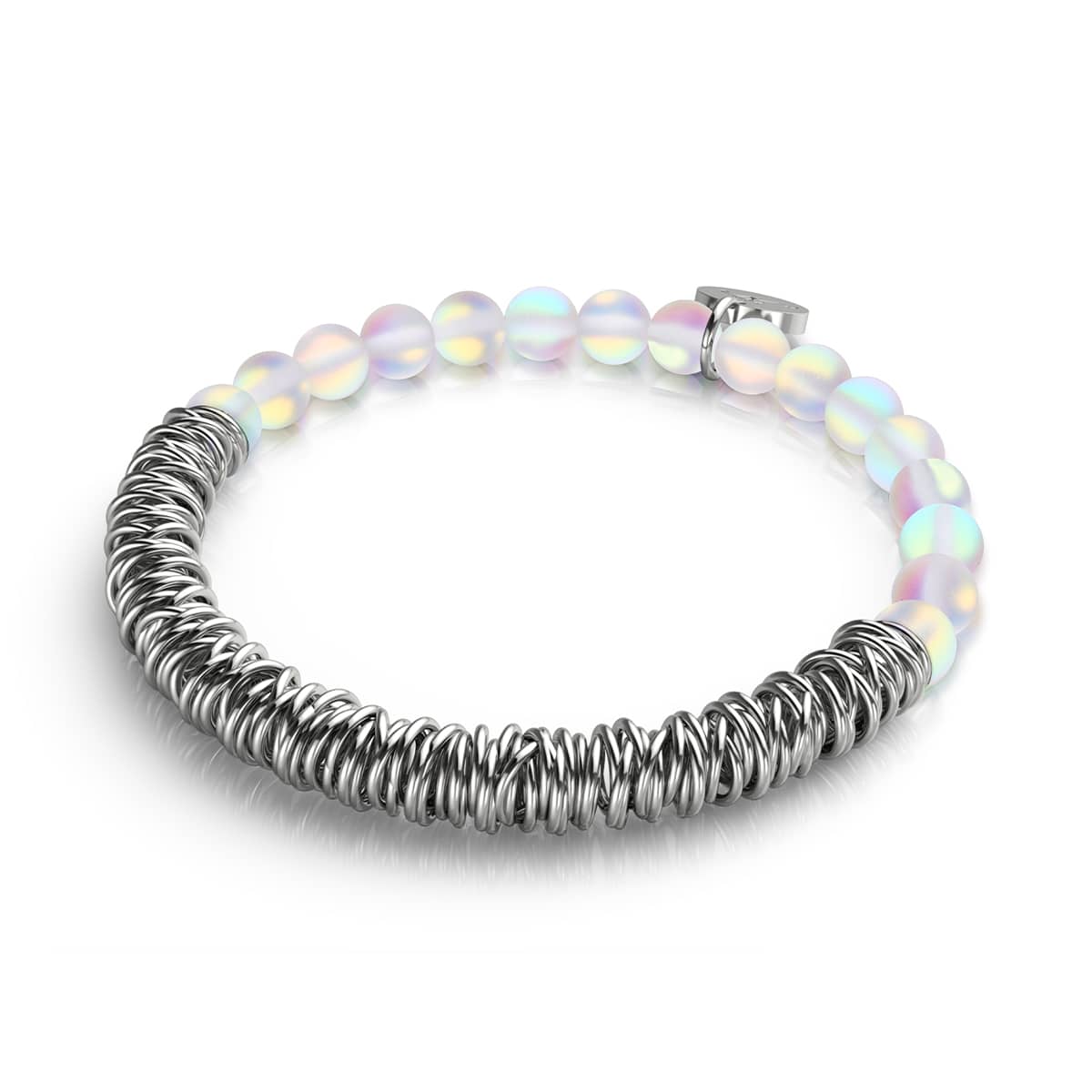 Regenbogenweiß | Silber | Meerjungfrauenglas x Links of Love Armband