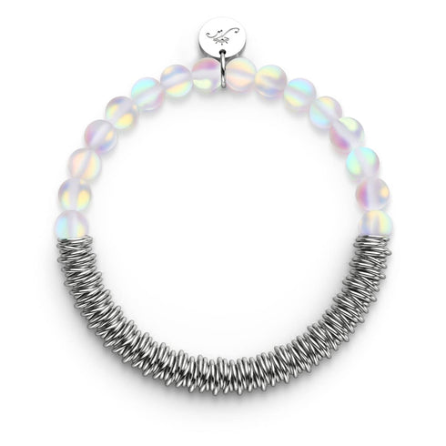 Regenbogenweiß | Silber | Meerjungfrauenglas x Links of Love Armband