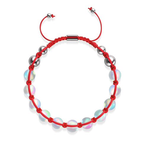 Rot | Regenbogenweiß | Silber | Meerjungfrau Glas Charmballa Armband