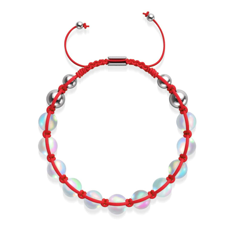 Rot | Regenbogenweiß | Silber | Meerjungfrau Glas Charmballa Armband