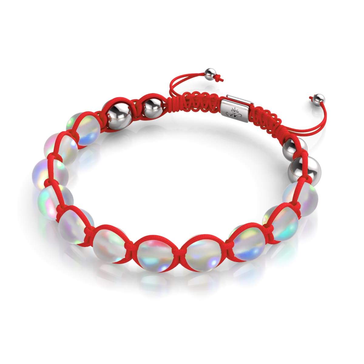 Rot | Regenbogenweiß | Silber | Meerjungfrau Glas Charmballa Armband