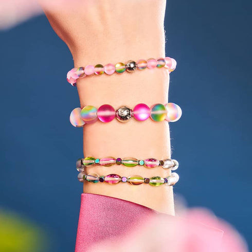 Rosenblütenblatt | Silber | Meerjungfrau Glas Statement Armband