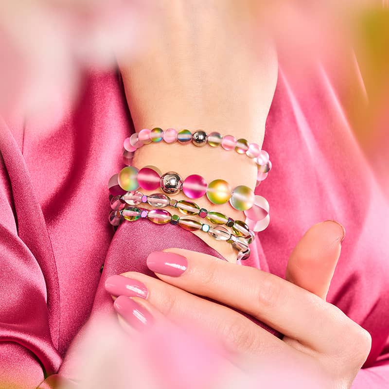 Rosenblütenblatt | Silber | Meerjungfrau Glas Statement Armband