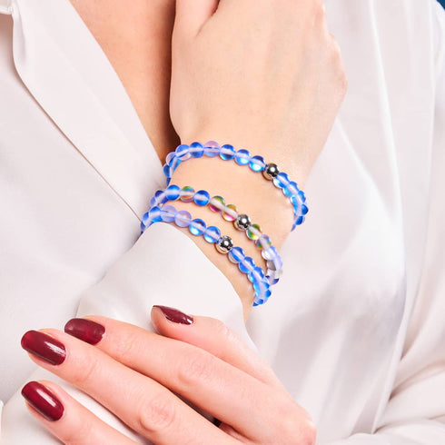 Saphir | Silber | Meerjungfrau Glasperlenarmband