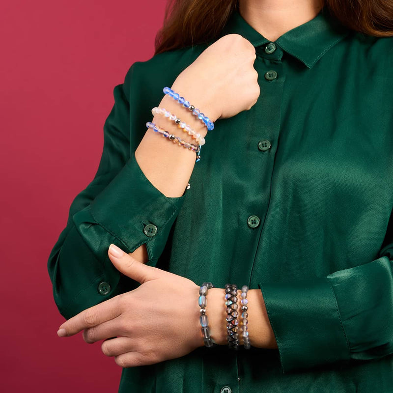 Saphir | Silber | Meerjungfrau Glas Makramee Perlen Armband