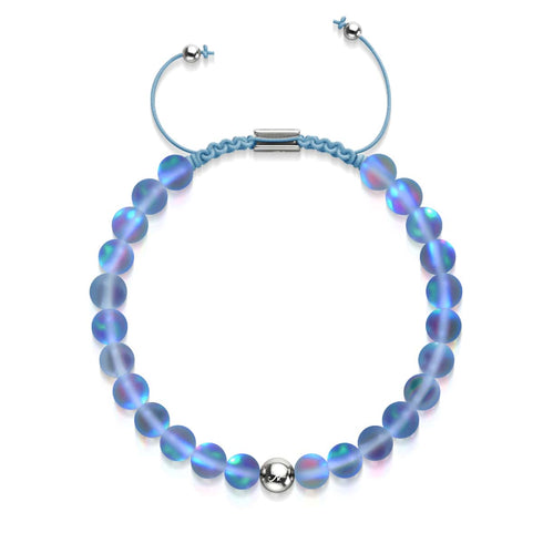 Saphir | Silber | Meerjungfrau Glas Makramee Perlen Armband
