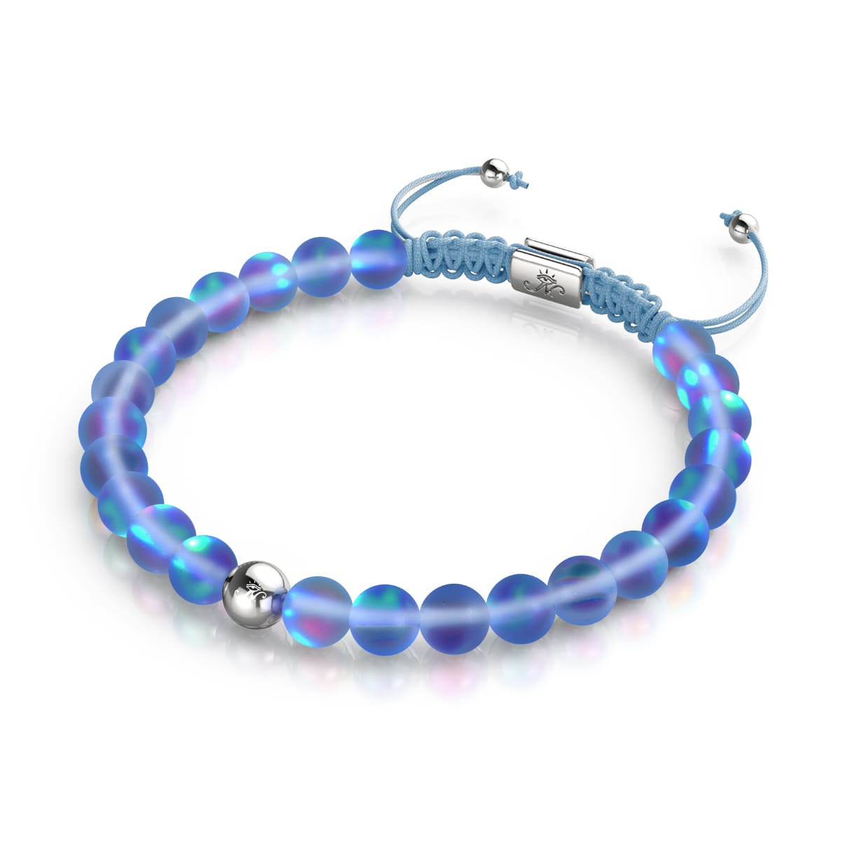 Saphir | Silber | Meerjungfrau Glas Makramee Perlen Armband