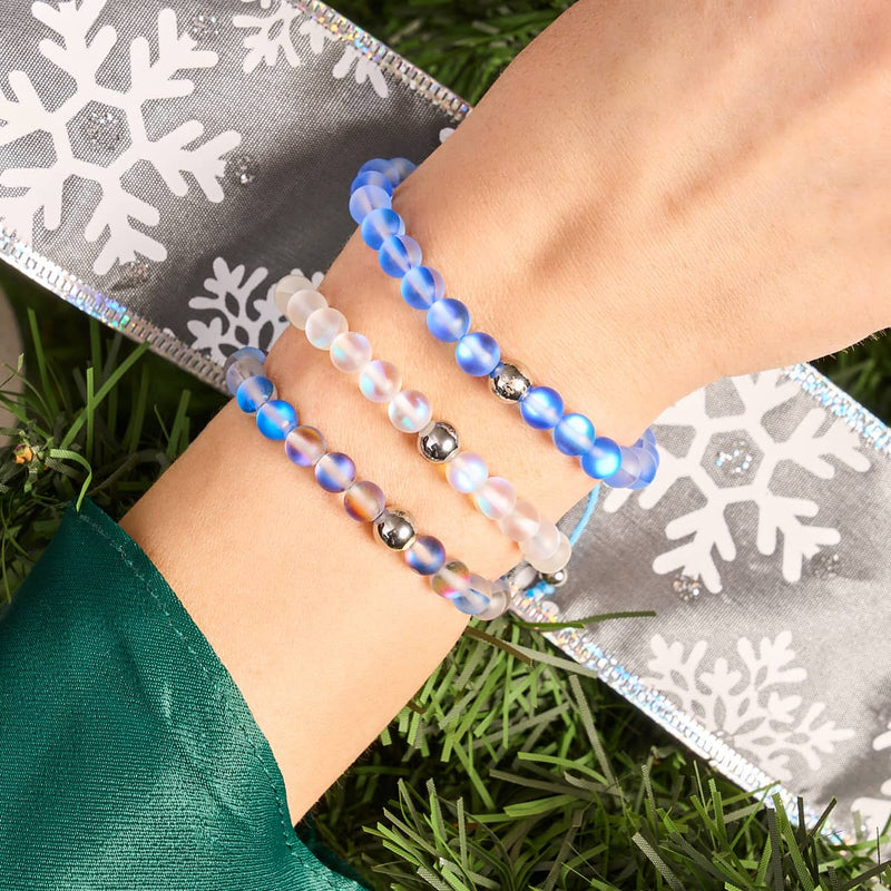 Saphir | Silber | Meerjungfrau Glas Makramee Perlen Armband