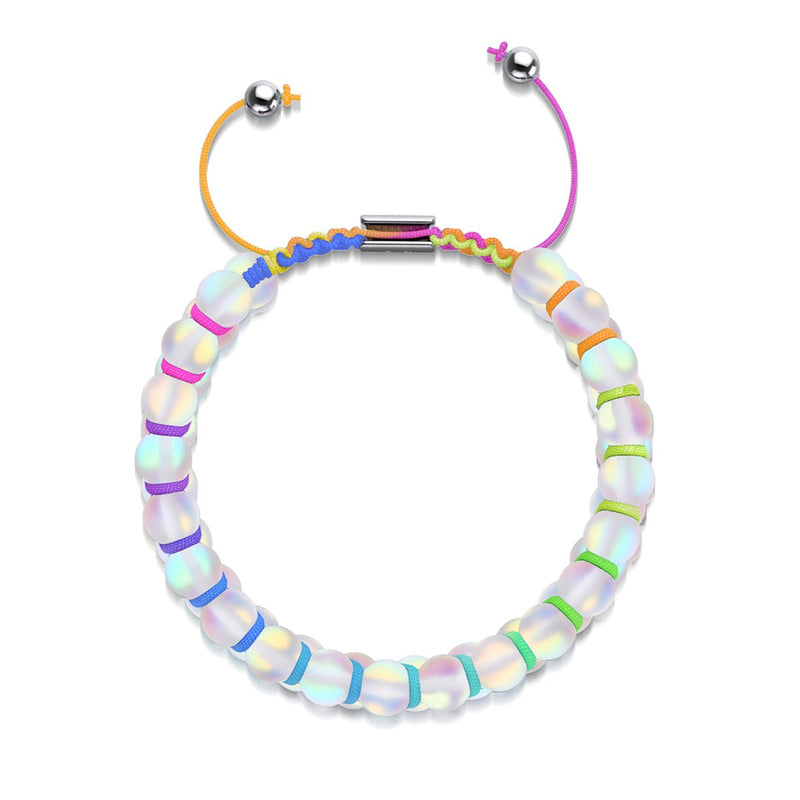 Spektrum | Regenbogenweiß | Doppeltes Meerjungfrau-Glasarmband