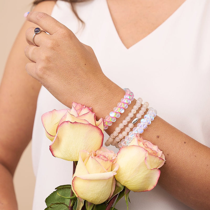 Spektrum | Regenbogenweiß | Doppeltes Meerjungfrau-Glasarmband