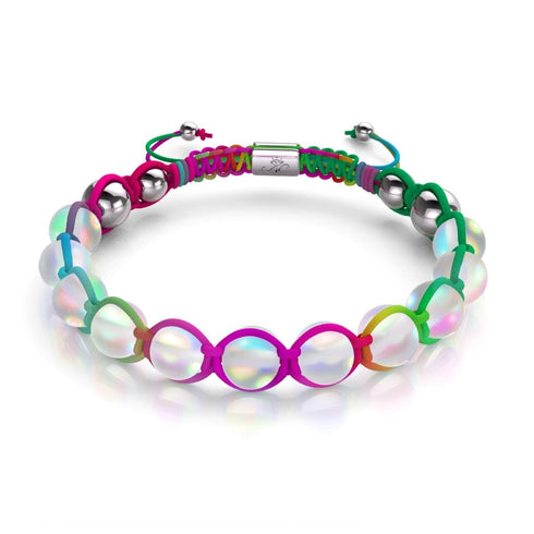 Spektrum | Regenbogenweiß | Silber | Meerjungfrau Glas Charmballa Armband