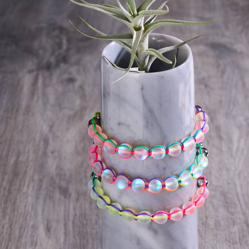 Spektrum | Regenbogenweiß | Silber | Meerjungfrau Glas Charmballa Armband