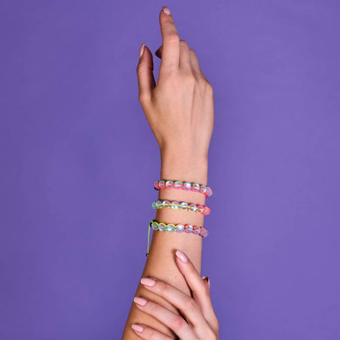 Spektrum | Regenbogenweiß | Silber | Meerjungfrau Glas Charmballa Armband