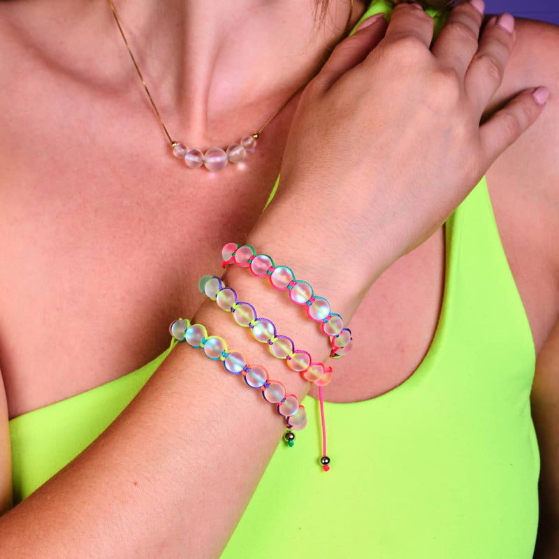 Spektrum | Regenbogenweiß | Silber | Meerjungfrau Glas Charmballa Armband