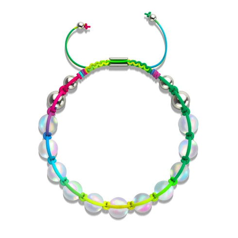 Spektrum | Regenbogenweiß | Silber | Meerjungfrau Glas Charmballa Armband