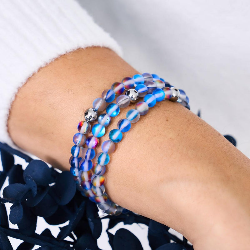 Einhorn Blau | Silber | Meerjungfrau Glasperlenarmband