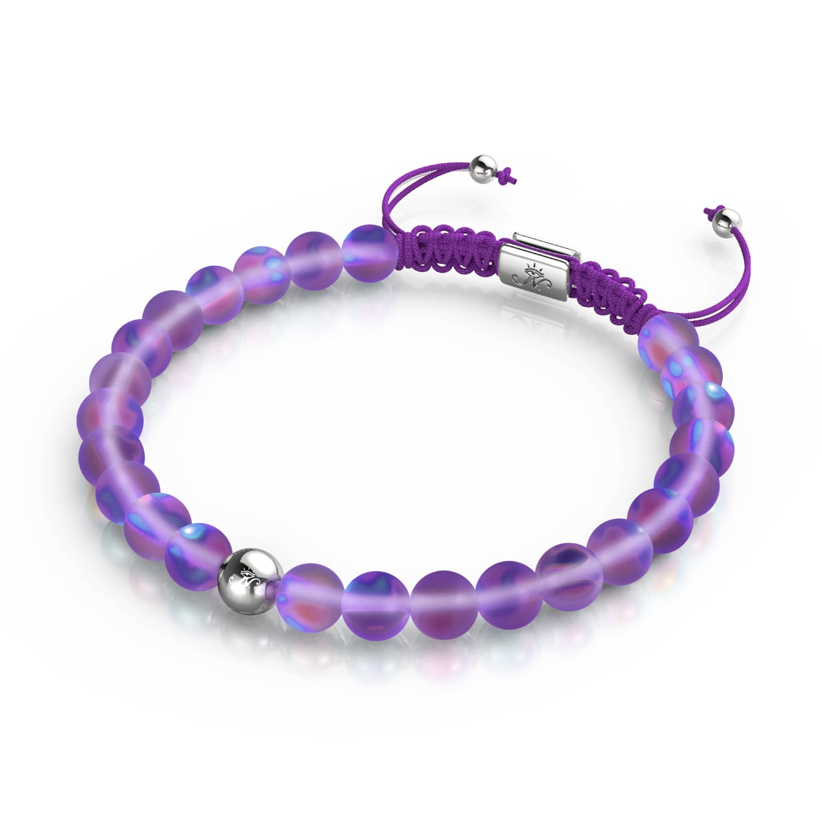Violett | Silber | Meerjungfrau Glas Makramee Perlen Armband