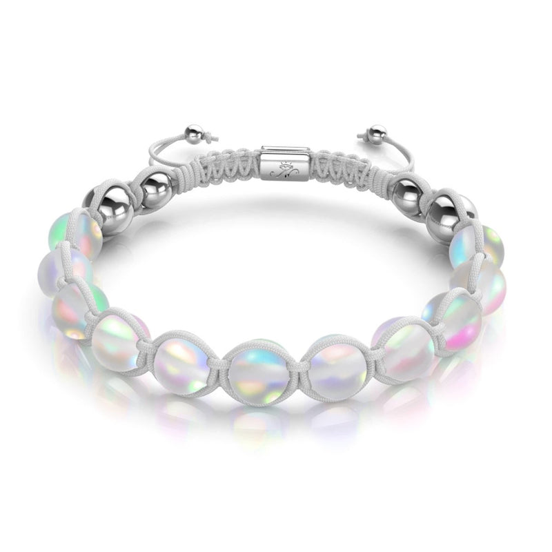 Weiß | Regenbogenweiß | Silber | Meerjungfrau Glas Charmballa Armband