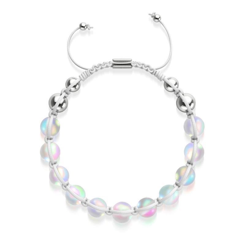 Weiß | Regenbogenweiß | Silber | Meerjungfrau Glas Charmballa Armband