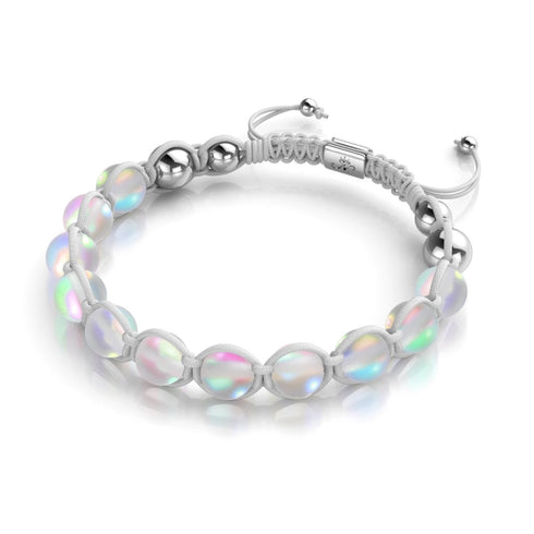 Weiß | Regenbogenweiß | Silber | Meerjungfrau Glas Charmballa Armband