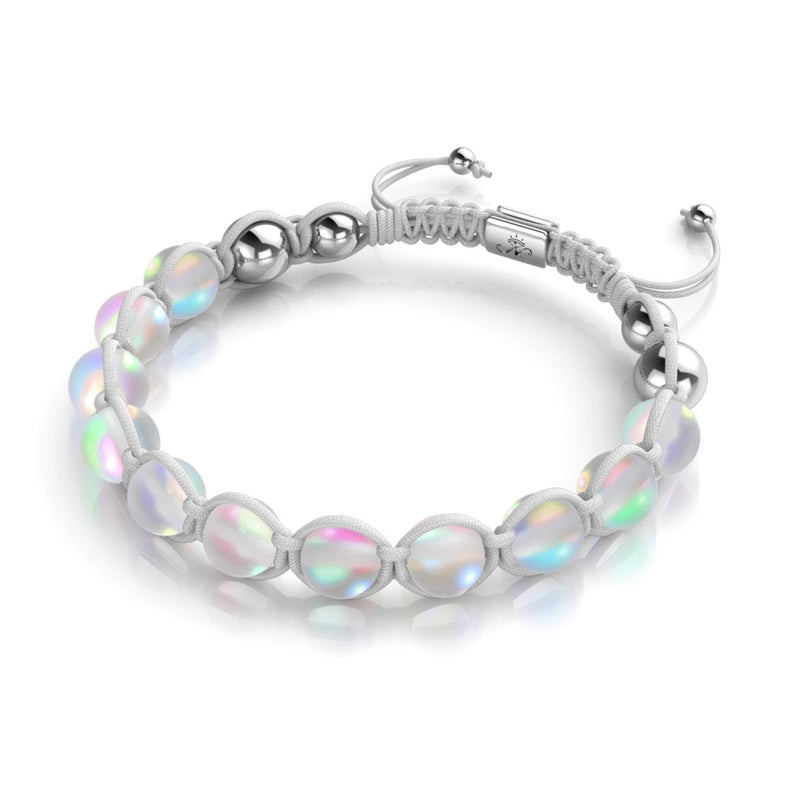 Weiß | Regenbogenweiß | Silber | Meerjungfrau Glas Charmballa Armband
