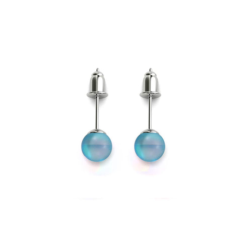 Aquamarin | 925er Sterlingsilber | Meerjungfrau-Mini-Ohrstecker aus Glas