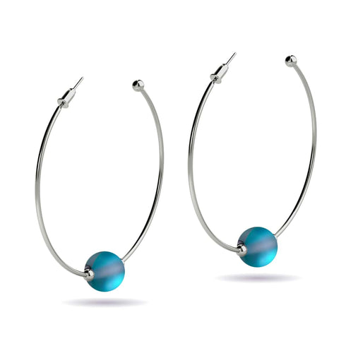 Aquamarin | Silber | Meerjungfrau Glas Creolen
