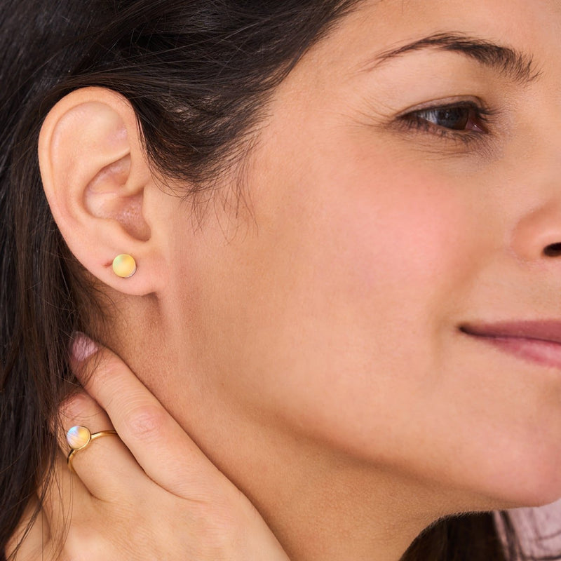 Kanarienvogel | 925 Sterling Silber | Meerjungfrau Glas Mini Ohrstecker