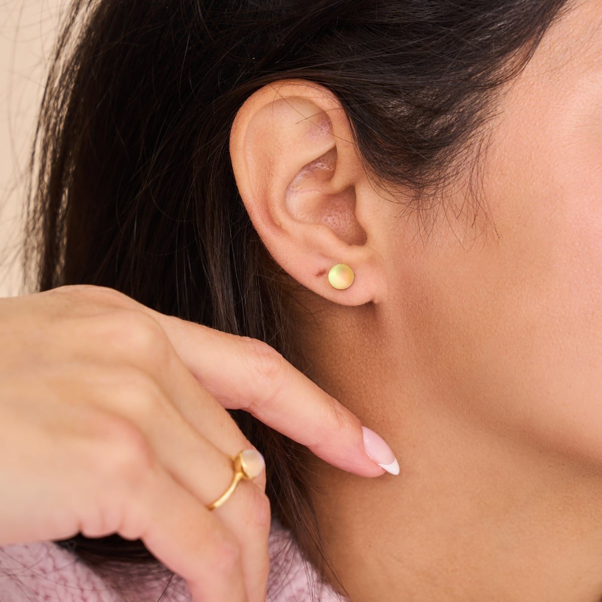 Kanarienvogel | 925 Sterling Silber | Meerjungfrau Glas Mini Ohrstecker