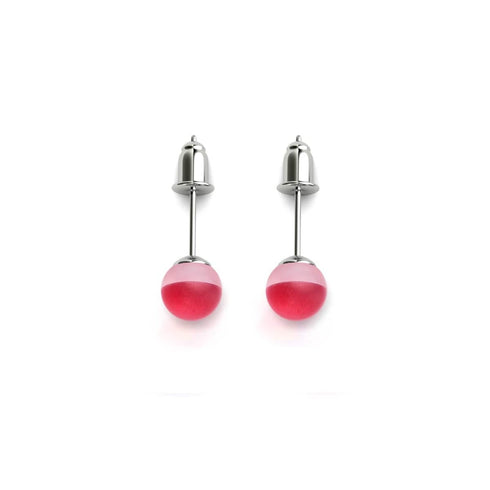 Dunkles Zinnoberrot | 925er Sterlingsilber | Meerjungfrau-Mini-Ohrstecker aus Glas