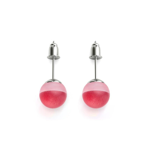Dunkles Zinnoberrot | 925er Sterlingsilber | Meerjungfrau-Ohrstecker aus Glas