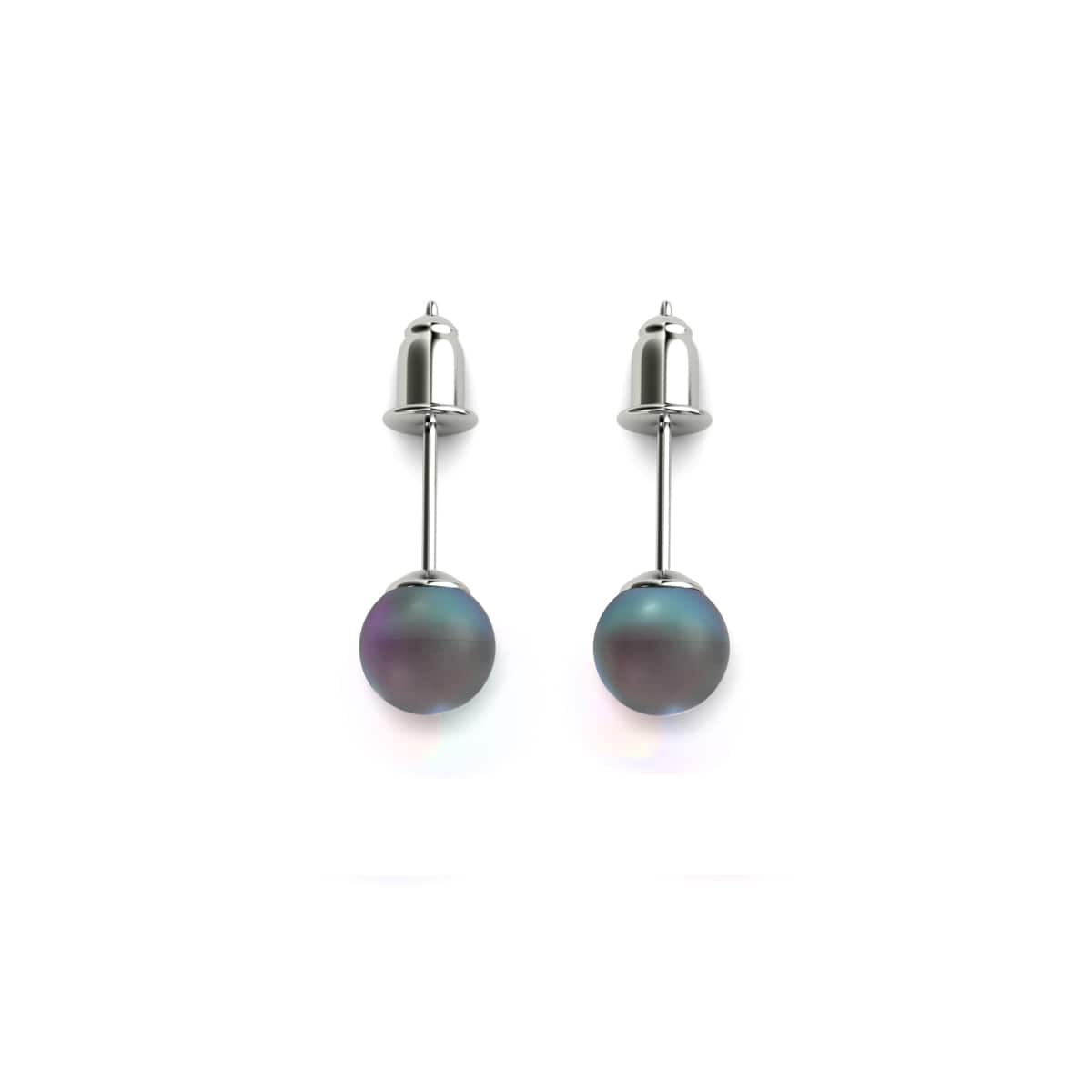 Grau | 925 Sterling Silber | Meerjungfrau Glas Mini Ohrstecker