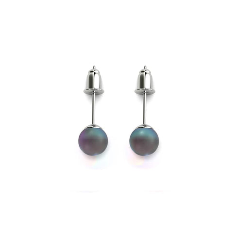 Grau | 925 Sterling Silber | Meerjungfrau Glas Mini Ohrstecker