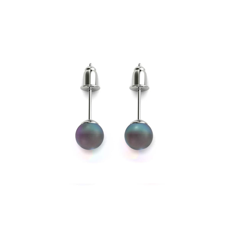 Grau | 925 Sterling Silber | Meerjungfrau Glas Mini Ohrstecker