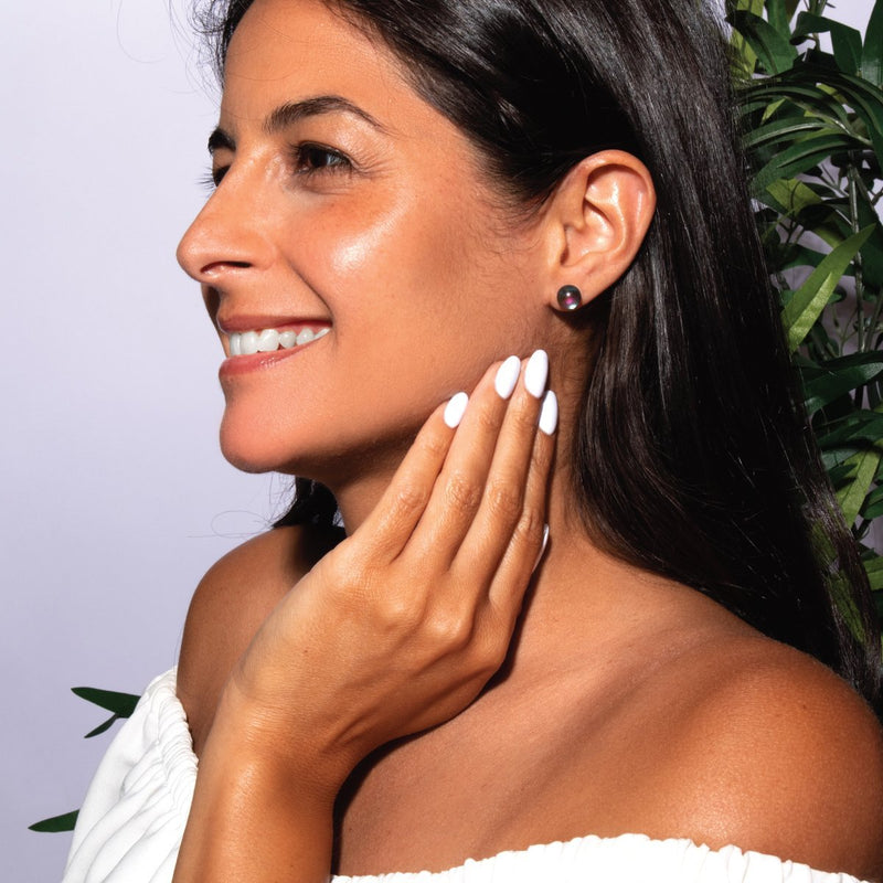 Grau | 925 Sterling Silber | Meerjungfrau Glas Ohrstecker