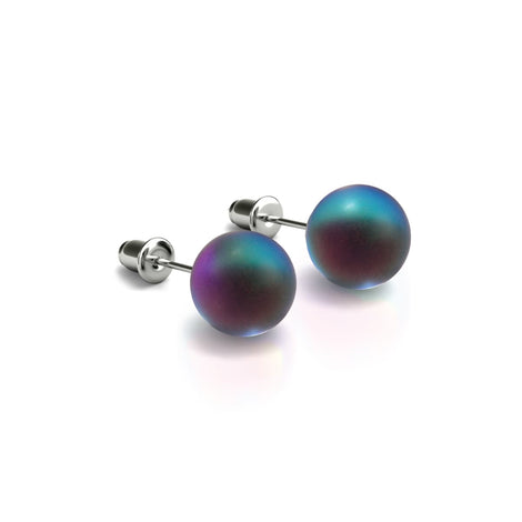 Grau | 925 Sterling Silber | Meerjungfrau Glas Ohrstecker