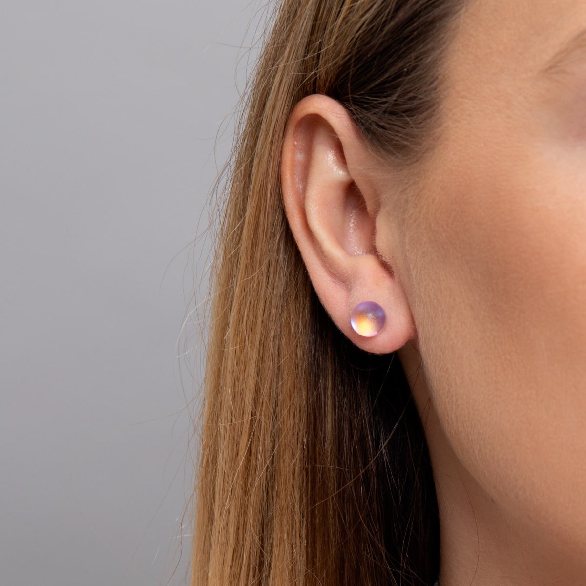 Lavendel | 925er Sterlingsilber | Meerjungfrau-Ohrstecker aus Glas