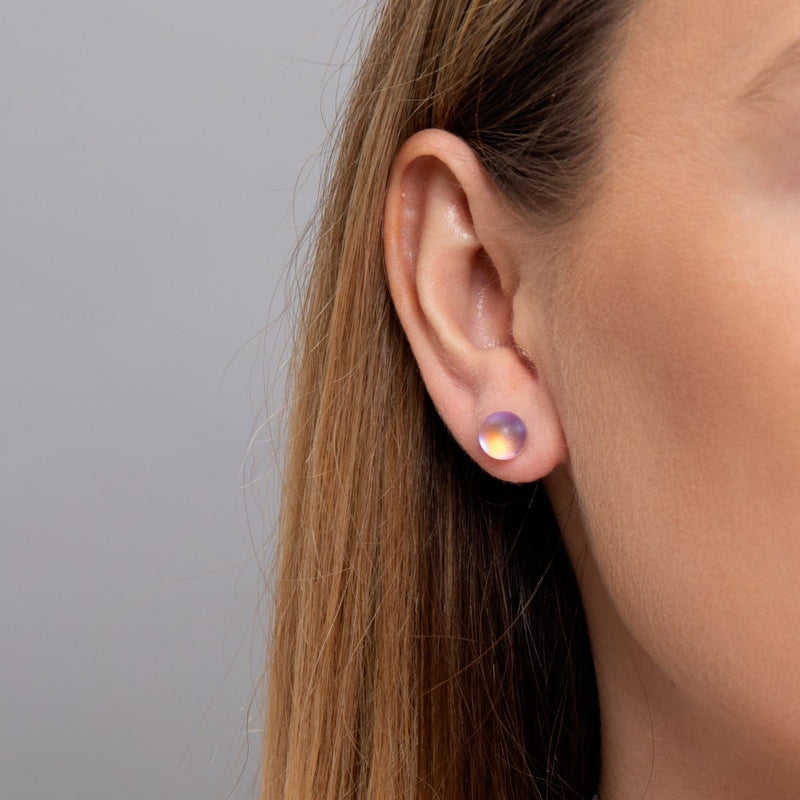 Lavendel | 925er Sterlingsilber | Meerjungfrau-Ohrstecker aus Glas