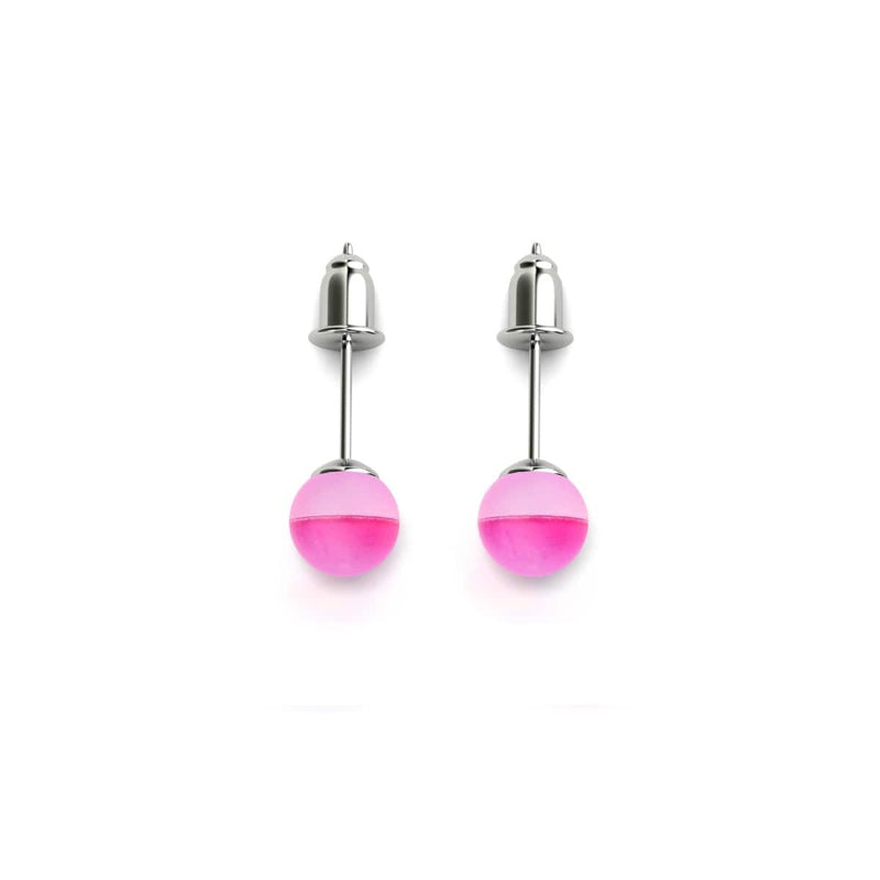 Magenta | 925 Sterling Silber | Meerjungfrau Glas Mini Ohrstecker