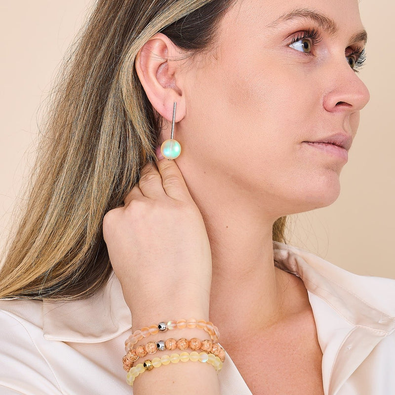 Pfirsich | 925 Sterling Silber | Meerjungfrau Glastropfen Ohrringe