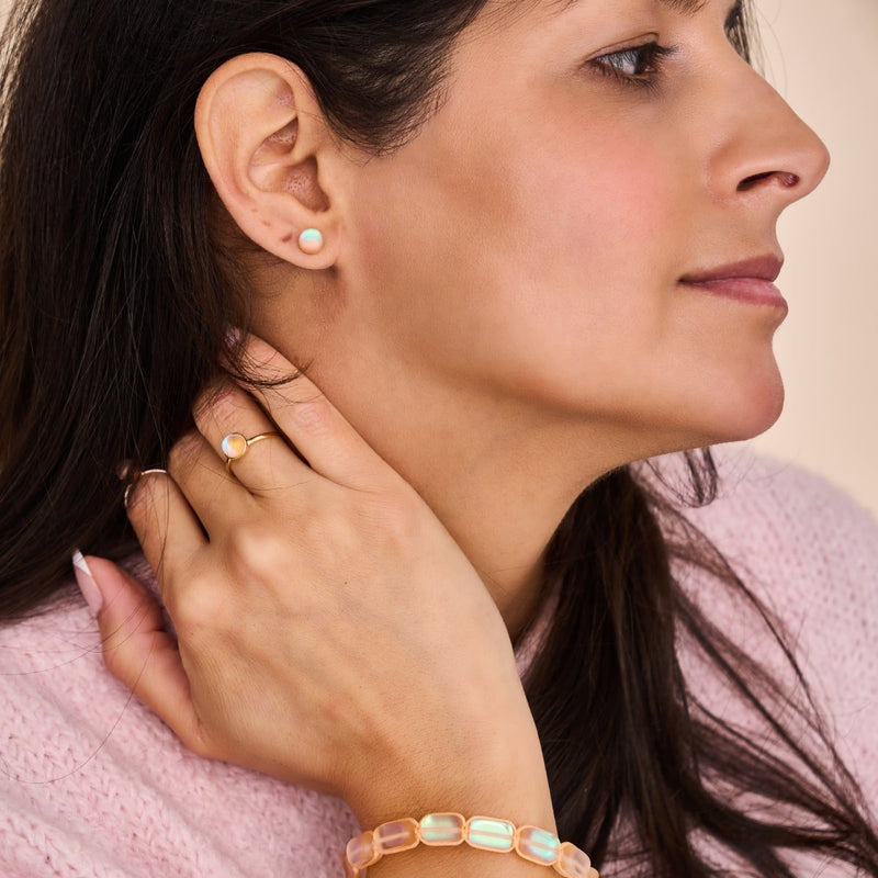 Pfirsich | 925 Sterling Silber | Meerjungfrau Glas Mini Ohrstecker