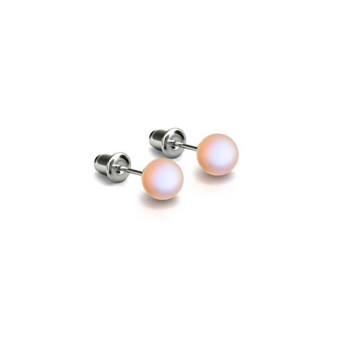 Pfirsich | 925 Sterling Silber | Meerjungfrau Glas Mini Ohrstecker