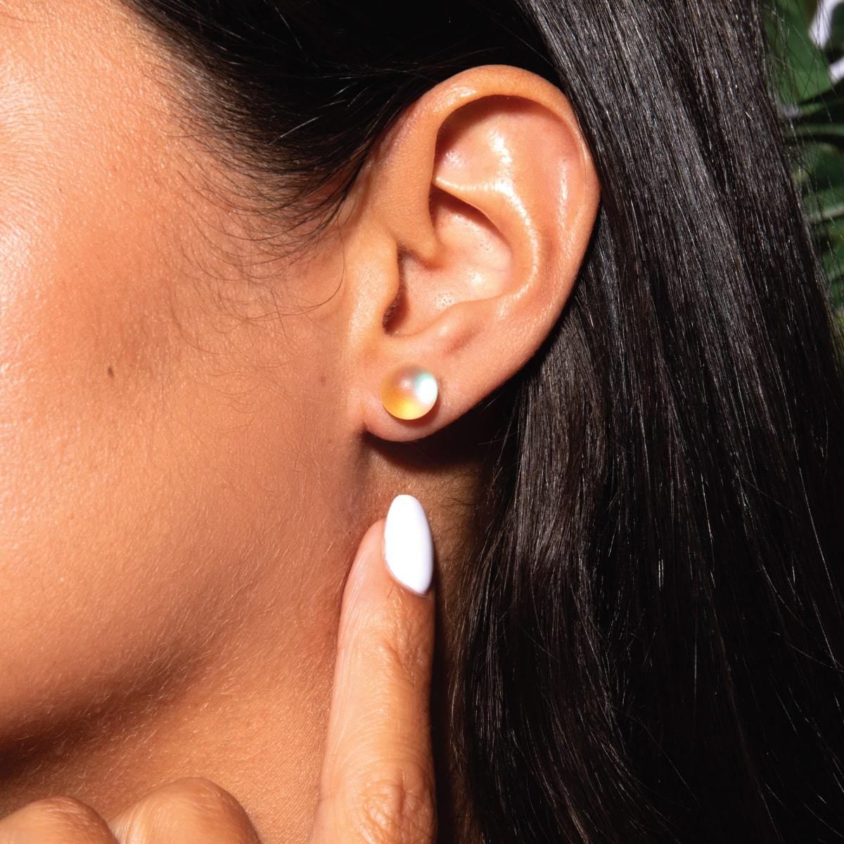 Pfirsich | 925 Sterling Silber | Meerjungfrau Glas Ohrstecker