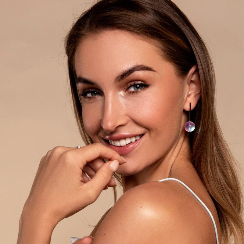 Rosa | 925 Sterling Silber | Meerjungfrau Glastropfen Ohrringe