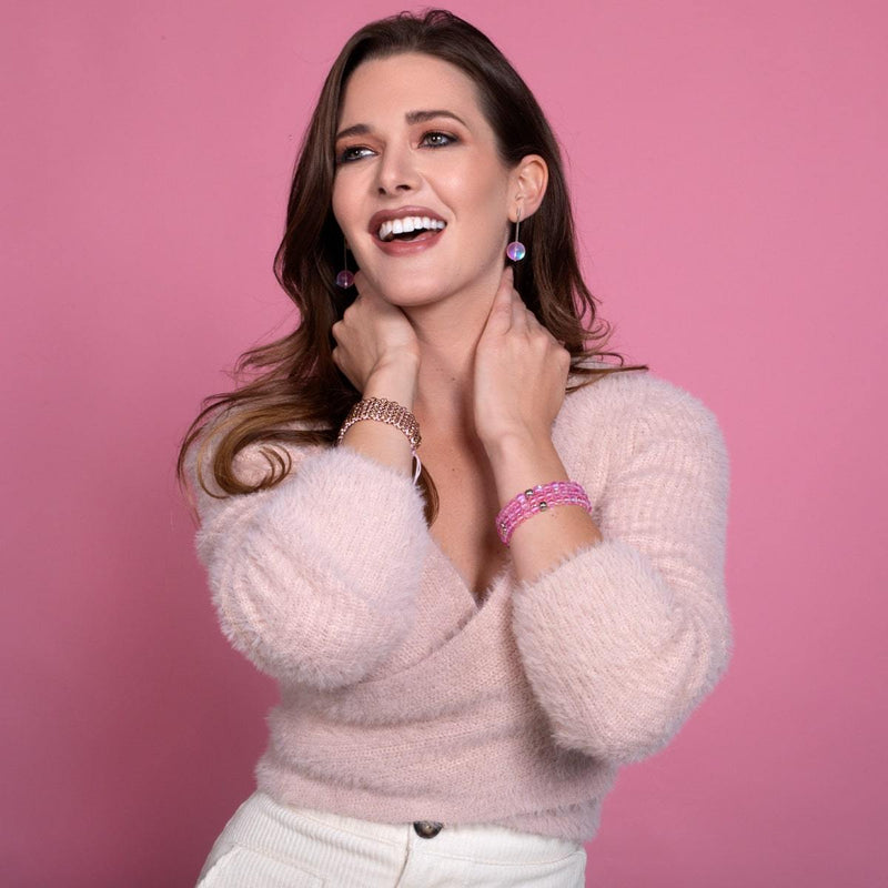 Rosa | 925 Sterling Silber | Meerjungfrau Glastropfen Ohrringe