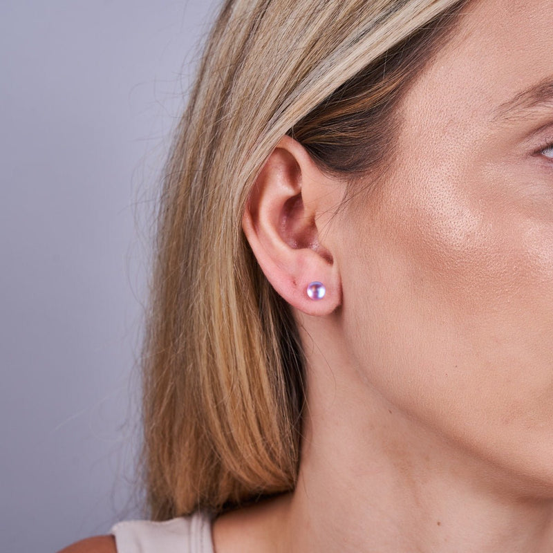 Rosa | 925 Sterling Silber | Meerjungfrau Glas Mini Ohrstecker