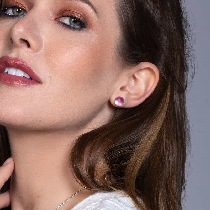 Rosa | 925 Sterling Silber | Meerjungfrau Glas Ohrstecker